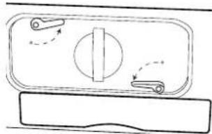 Simple line drawing of a door handle with arrows indicating direction (no text or symbols)