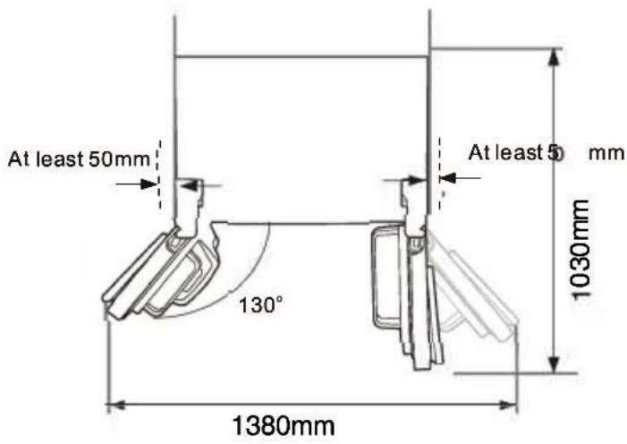 At least 50mm 130° At least 5 mm 1030mm 1380mm