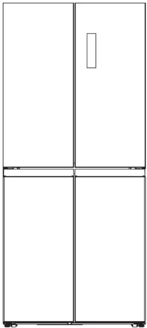 Pure architectural line drawing of a four-panel cabinet or enclosure (no text or symbols)