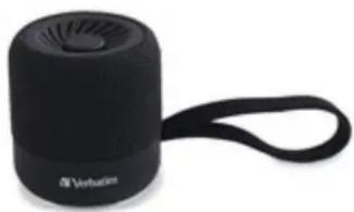 Black portable electronic device with a strap and ventilation grille (no visible text or symbols)