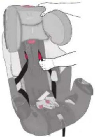 Illustration of a car seatbelt with hands adjusting the seat (no text or symbols visible)