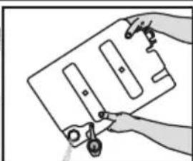 Illustration of a hand holding a rectangular object with a chain and rings, no text or symbols present