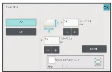 Scan Sheet OK On Y 25 (25-210) mm X 35 (35-310) mm + + Reset Adjust to Paper Size Shin 5.4x