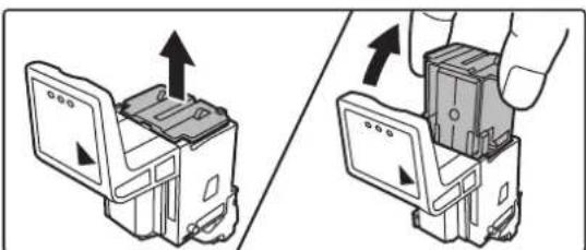 Two-step diagram showing a device being inserted into a box, with arrows indicating the process, and no text or symbols present.