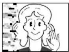 Illustration of a smiling woman waving (no text or symbols)