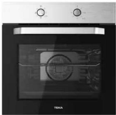 Exterior view of a modern kitchen oven with control knobs and a visible internal circuit diagram (no text or symbols)