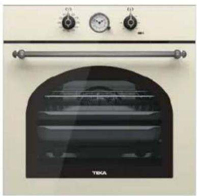 Exterior view of a standard oven with control knobs and a visible dish labeled 'TEKA' (no text or symbols on the oven itself)