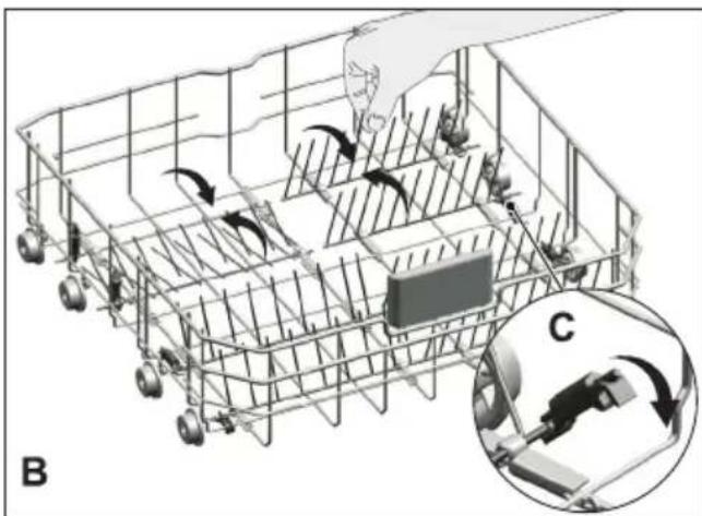 Diagram of a shopping cart with hand and inset showing mechanical components (no text or symbols)