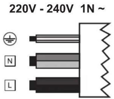 220V - 240V 1N ~, I, N, L