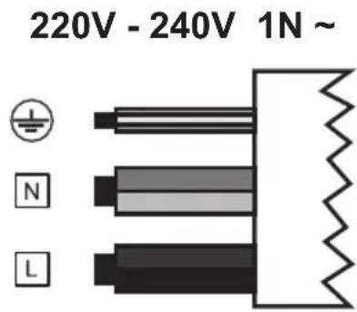 220V - 240V 1N ~ N L