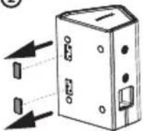 Diagram of a device with two ports and directional arrows indicating flow or movement (no text or symbols)