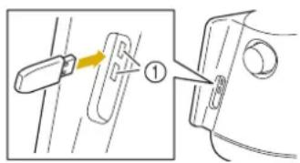 BABY LOCK Radiance - Lorsque vous enregistrez le motif de broderie sur un support USB, insérez ce dernier dans le port USB correspondant de la machine. - 1