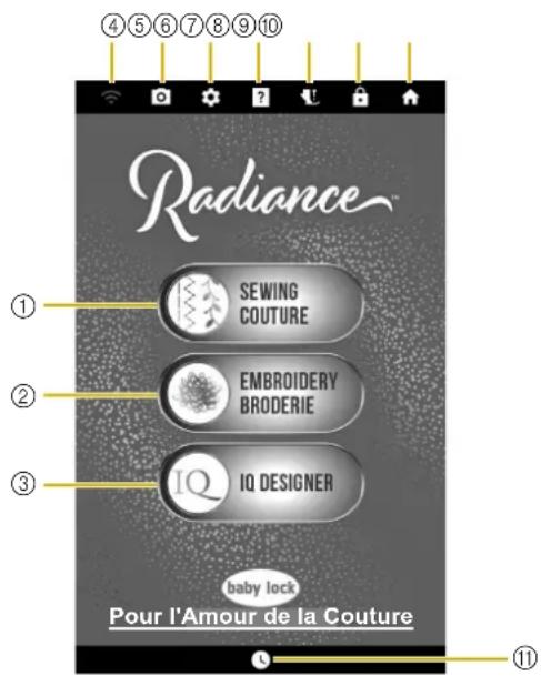 Radiance™ SEWING COUTURE EMBROIDERY BRODERIE IQ IQ DESIGNER baby lock Pour l'Amour de la Couture ① ② ③ ④ ⑤ ⑥ ⑦ ⑧ ⑨ ⑩ baby lock Pour l'Amour de la Couture