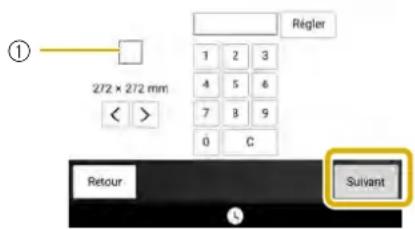① 272 × 272 mm < > Règler 1 2 3 4 5 6 7 8 9 0 C Retour Sulvant