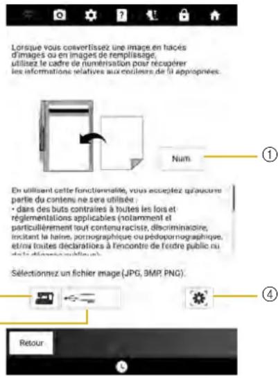 Lorsque vous convertissé une image en facés d'images ou en images de remplissage, utilisez le cadre de numération pour récupérer les informations relatives aux couleurs de la appropriées. Num En utilisant cette fonctionnalité, vous acceptez qu'aucune partie du contenu ne sera utilisée : • dans des buts contraires à toutes les lors et réglementations applicables (noamment et particulièrement tout contemporaciste, discriminatoire, incitant le haine, pornographique ou pédopornographique, et/ou toutes déclarations à l'encontre de l'ordre public ou la date déterminée public) Sélectionnez un fichier image (JPG, 3MP, PNG). Retour