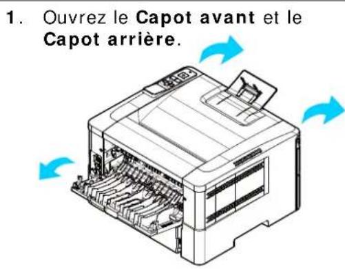 1. Ouvrez le capot avant et le capot arrière.