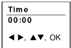 Heure 00:00 ◀▶, ▲▼, OK