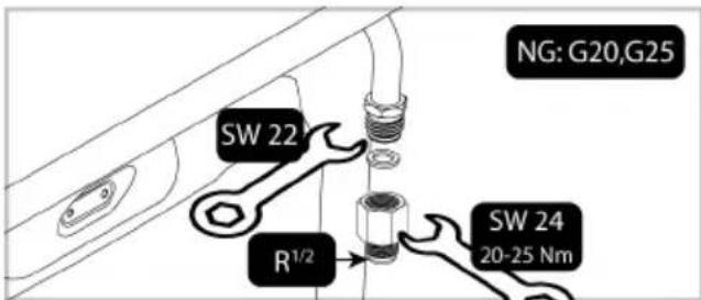 NG: G20, G25 SW 22 R¹/² SW 24 20-25 Nm