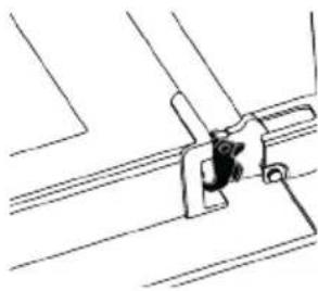 Pure technical line drawing of a mechanical clamp or bracket assembly without any text, numbers, or symbols