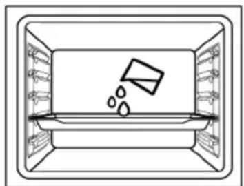Diagram of a kitchen interior with a tray and water drop symbol (no text or labels)