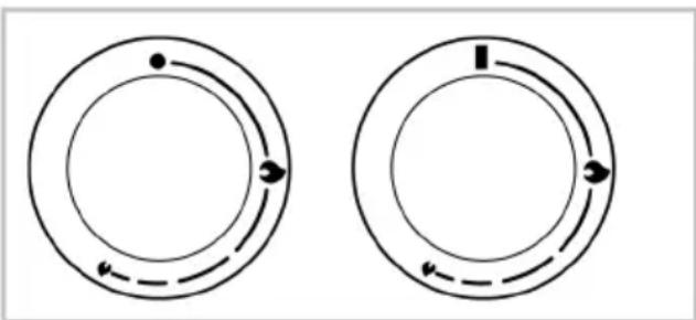 Two circular diagrams with arrows indicating direction, no text or symbols present.