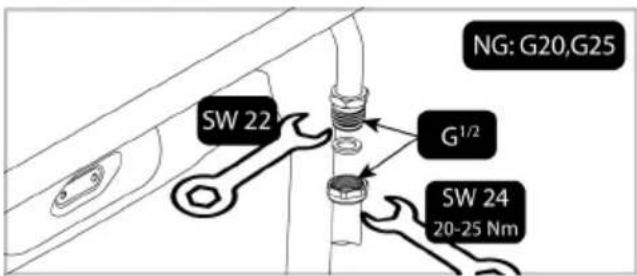 NG: G20, G25 SW 22 G¹/² SW 24 20-25 Nm