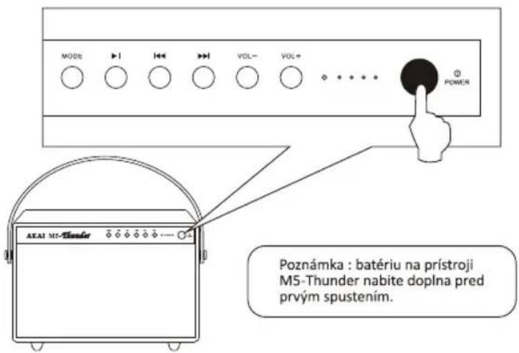 MODE POWER POZNÁMKA : batériu na prístroji M5-Thunder nabite doplna pred prvým spustením.