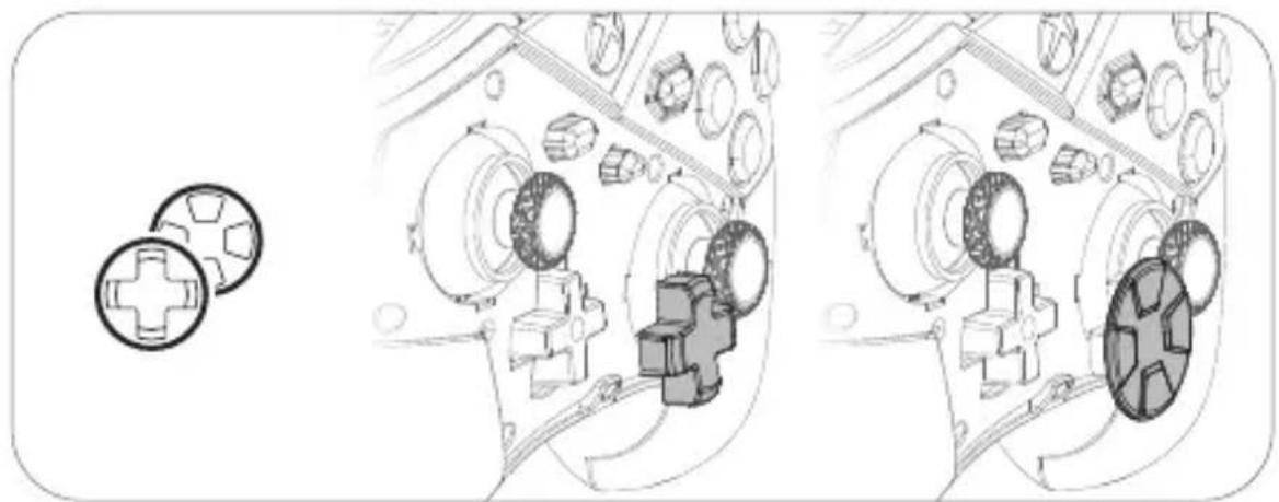 Technical line drawing of a mechanical assembly with cross-shaped components and internal gears (no text or symbols).