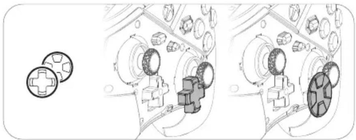 Technical line drawing of a mechanical assembly with cross-shaped components and internal gears (no text or symbols)