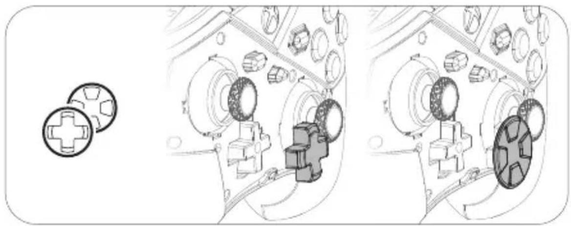 Technical line drawing of a mechanical assembly with cross-shaped components and internal gears (no text or symbols).
