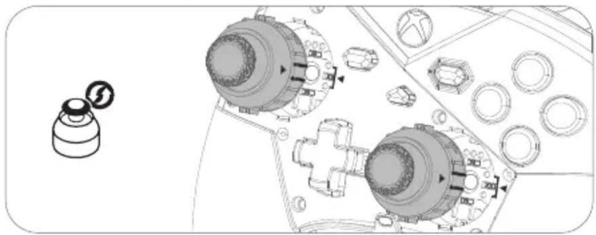 Technical diagram of a mechanical assembly with two circular components and directional arrows indicating motion (no text or labels)