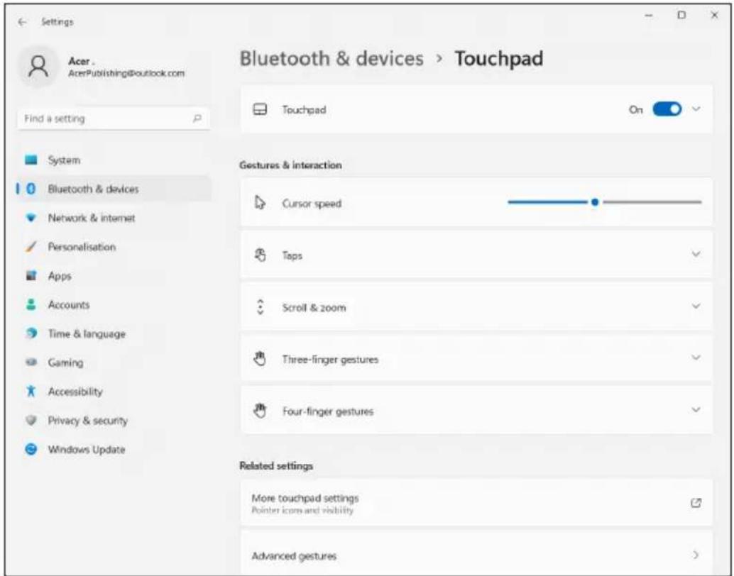 ACER Aspire Go 17 - Changer les paramètres du touchpad - 4