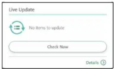 Live Update No items to update Check Now Details