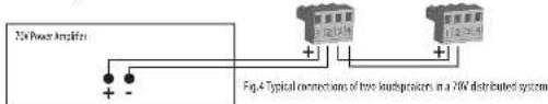 25V Power amplifier Fig.4 Typical connections of two loudspeakers in a 70V distributed system