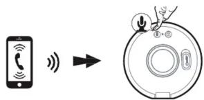 Diagram illustrating wireless signal transmission from a smartphone to a device with a circular dial and sensor icon.