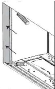 Technical diagram showing a mechanical assembly with labeled components and directional arrows indicating motion or force.