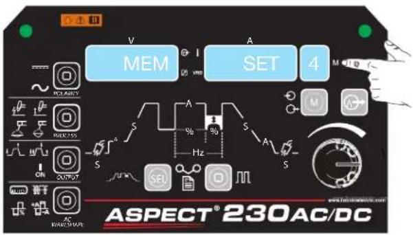 LINCOLN ELECTRIC Aspect 230 DC - Saving Memory Settings - 1