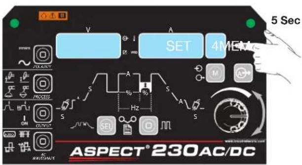 LINCOLN ELECTRIC Aspect 230 DC - Saving Memory Settings - 2