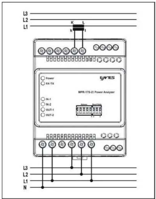 L3 L2 L1 K L k E/MTES MPR-175-21 Power Analyzer Power RX-TX IN-1 IN-2 OUT-1 OUT-2 Atrape Indible L3 L2 L1 N