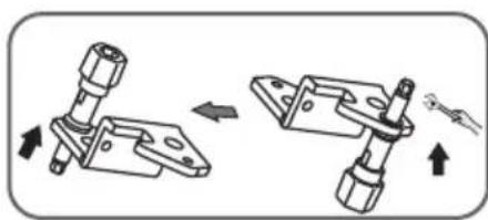 Mechanical assembly diagram showing two connected components with directional arrows indicating motion (no text or symbols).