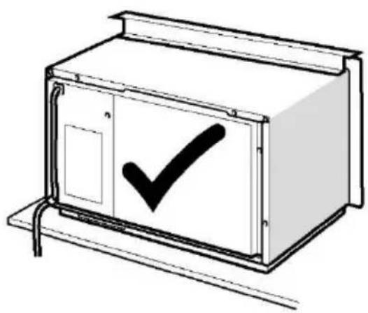 Simple line drawing of a cabinet with a checkmark on the door (no text or symbols)
