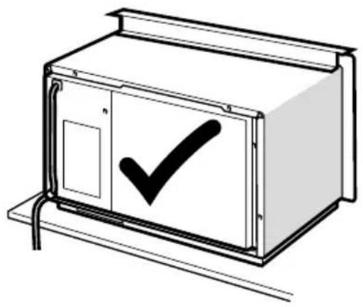 Simple line drawing of a cabinet with a checkmark on the door (no text or symbols)