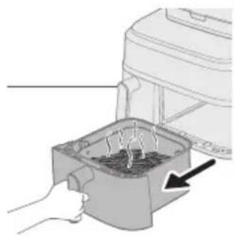 Illustration of a hand holding a small appliance with a light bulb inside, next to a device with an arrow indicating direction.
