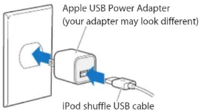 Apple USB Power Adapter (your adapter may look different) iPod shuffle USB cable