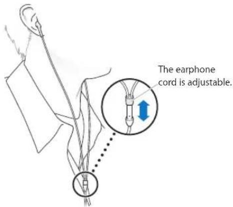 The earphone cord is adjustable.