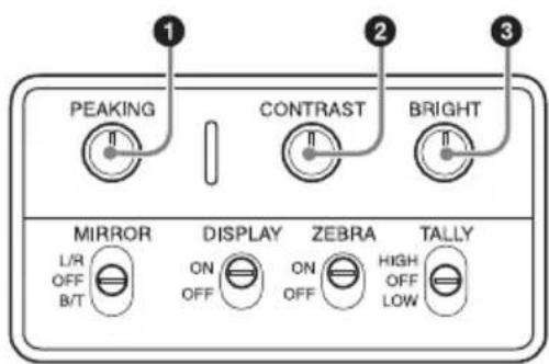 PEAKING CONTRAST BRIGHT MIRROR DISPLAY ZEBRA TALLY L/R OFF B/T ON OFF ON OFF HIGH OFF LOW