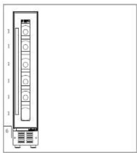 Pure diagram of a vertical rectangular device with internal circular components, no text or symbols present