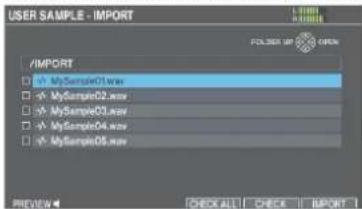 /IMPORT MySample01.xw MySample02.xw MySample03.xw MySample04.xw MySample05.xw FOLZED UP OFF PREVIEW CHECK ALL CHECK IMPORT