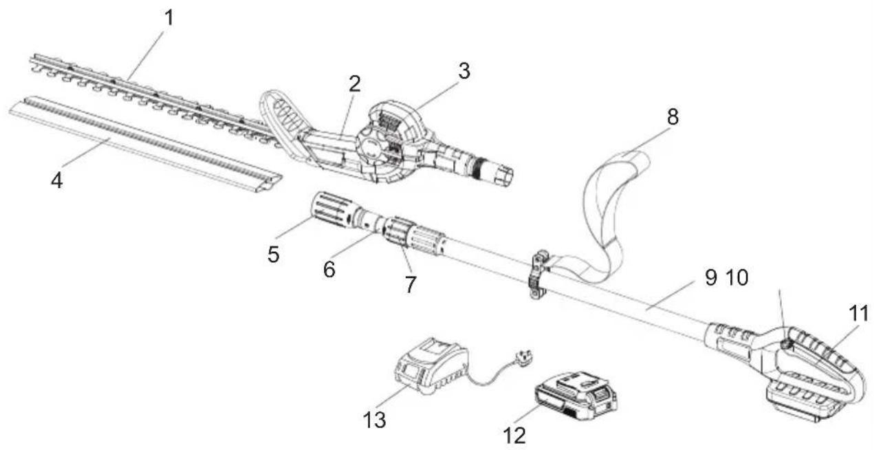 Exploded view diagram of a hair clip assembly with numbered parts for identification