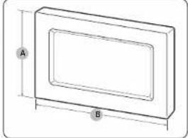 Technical drawing of a rectangular frame with labeled dimensions A and B (no text or symbols beyond labels)